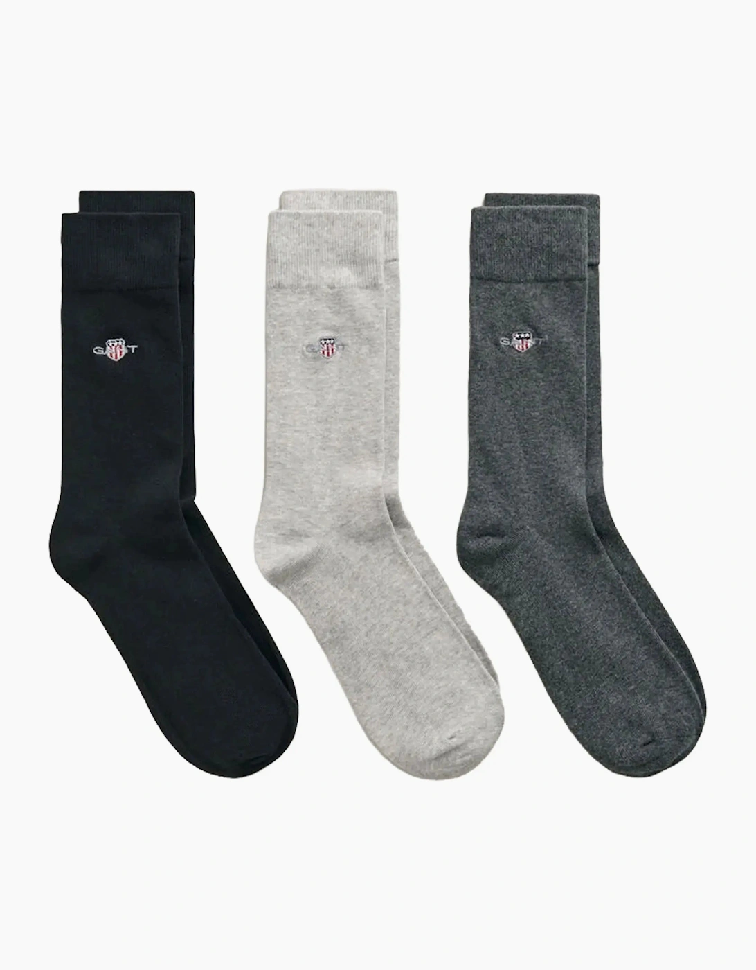 GANT 3 PACK SHIELD SOCKS BLACK/LIGHT GREY/CHARCOAL