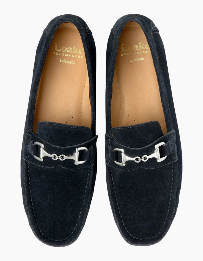 LOAKE HAWTHORN DRIVER SHOE NAVY SUEDE