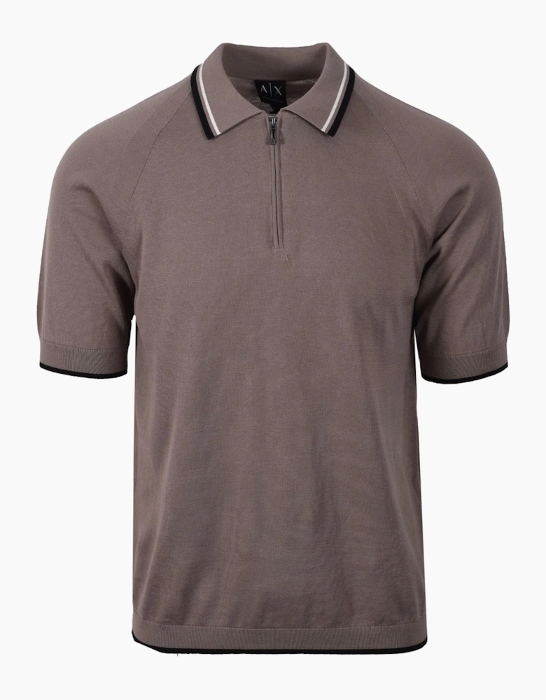 ARMANI EXCHANGE KNITTED POLO SHIRT DRIFTWOOD
