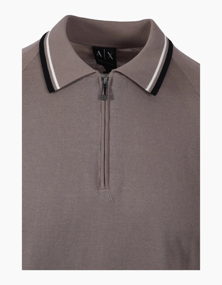 ARMANI EXCHANGE KNITTED POLO SHIRT DRIFTWOOD