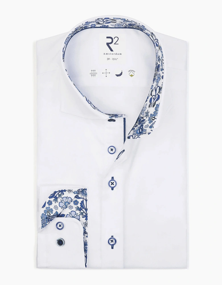 R2 CUT AWAY COLLAR LONG SLEEVED SHIRT WHITE