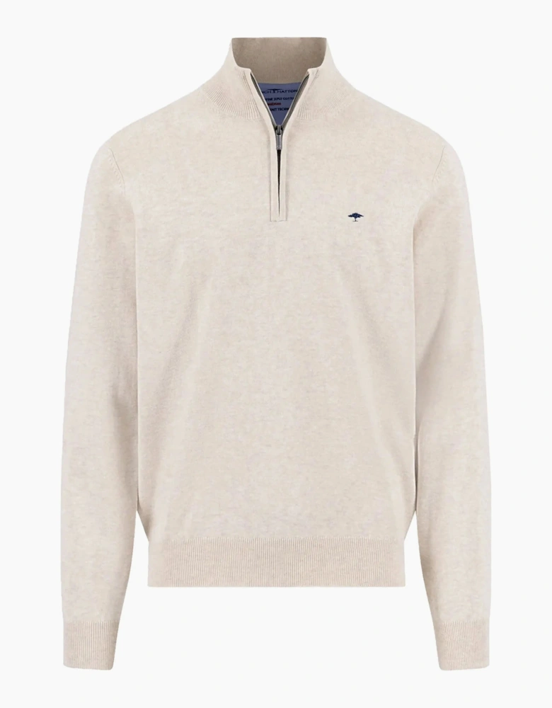FYNCH-HATTON TROYER HALF ZIP KNITWEAR NEW OFF WHITE