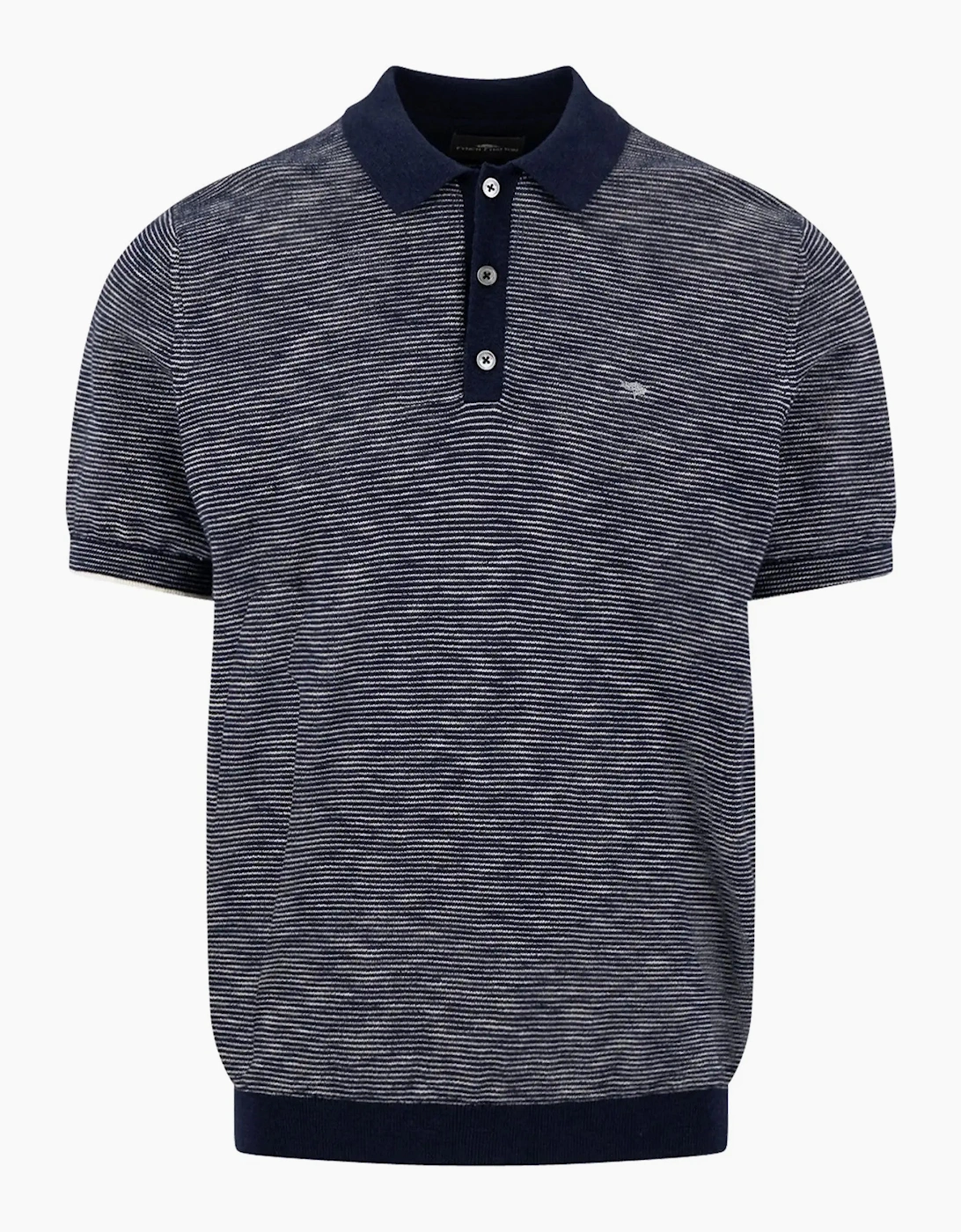 Fynch Hatton Men's Navy Fynch-Hatton Cotton Linen Striped Polo  42 Size Xl