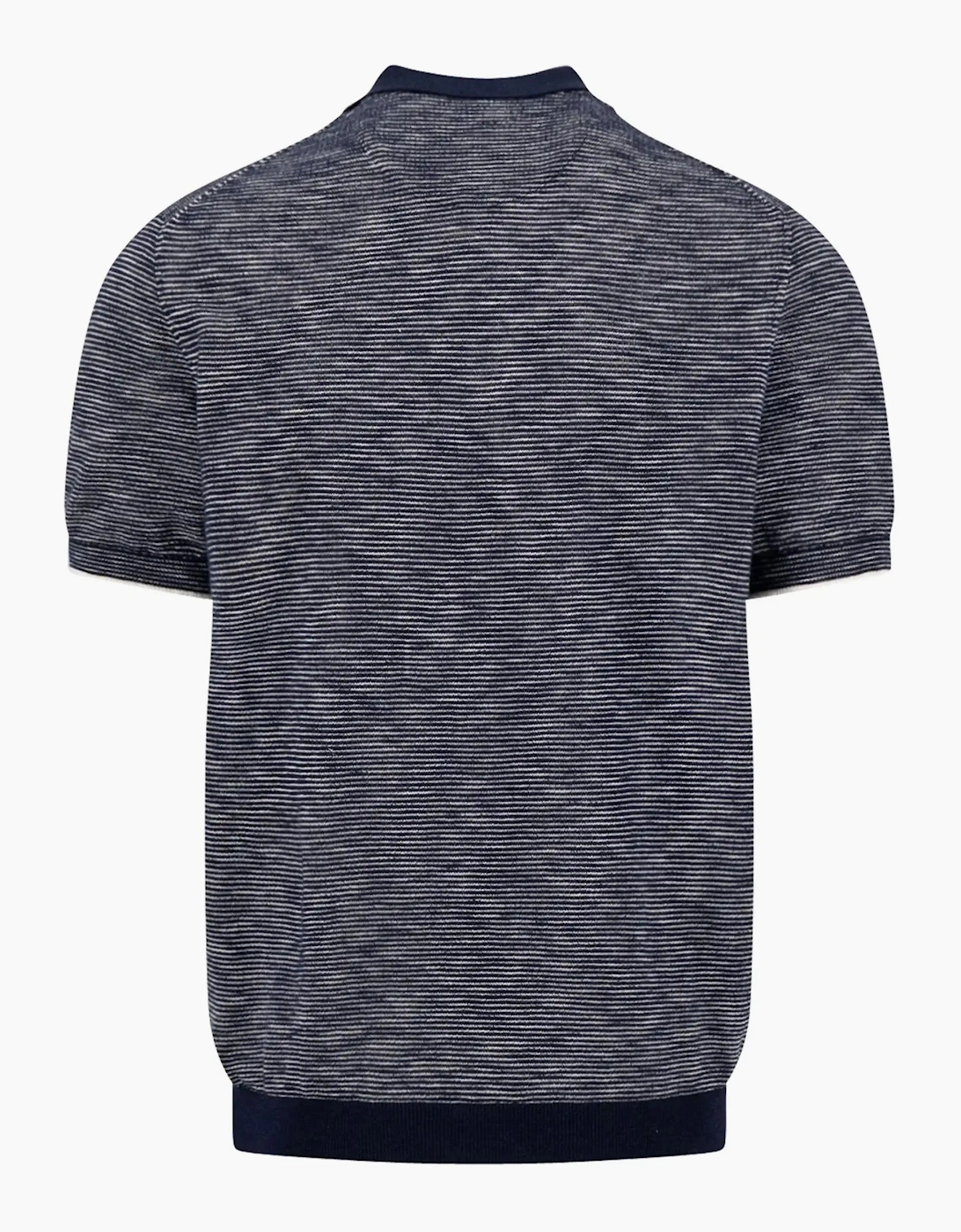 FYNCH-HATTON COTTON LINEN STRIPED POLO NAVY