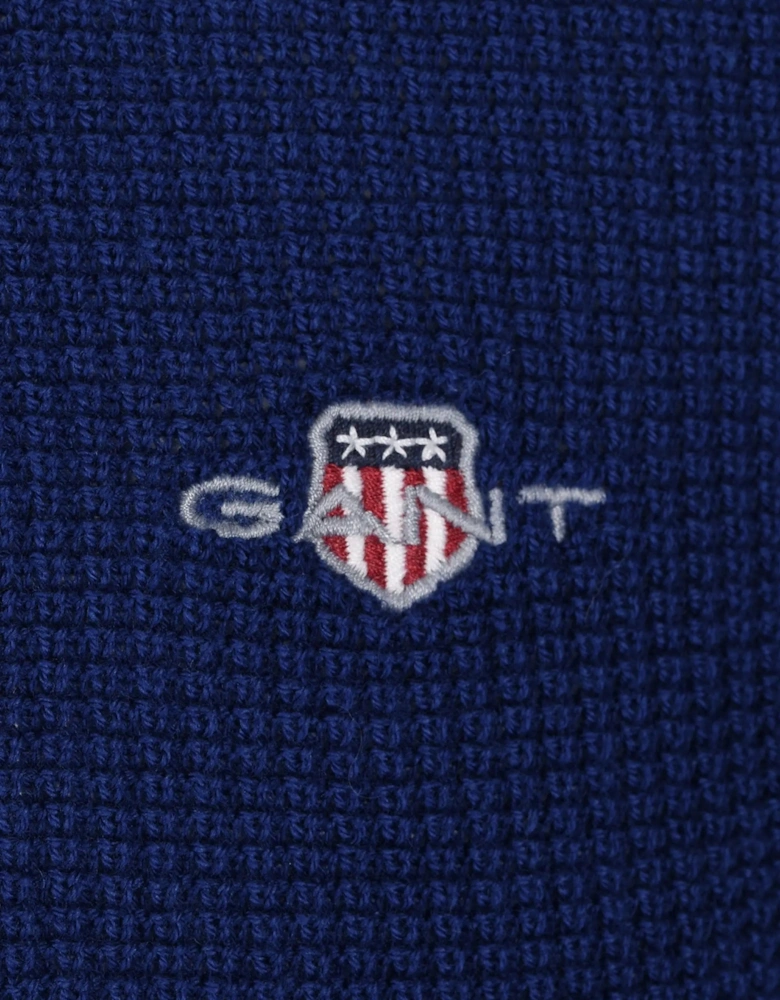 GANT MICRO TEXTURED HALF ZIP KNITWEAR RICH NAVY
