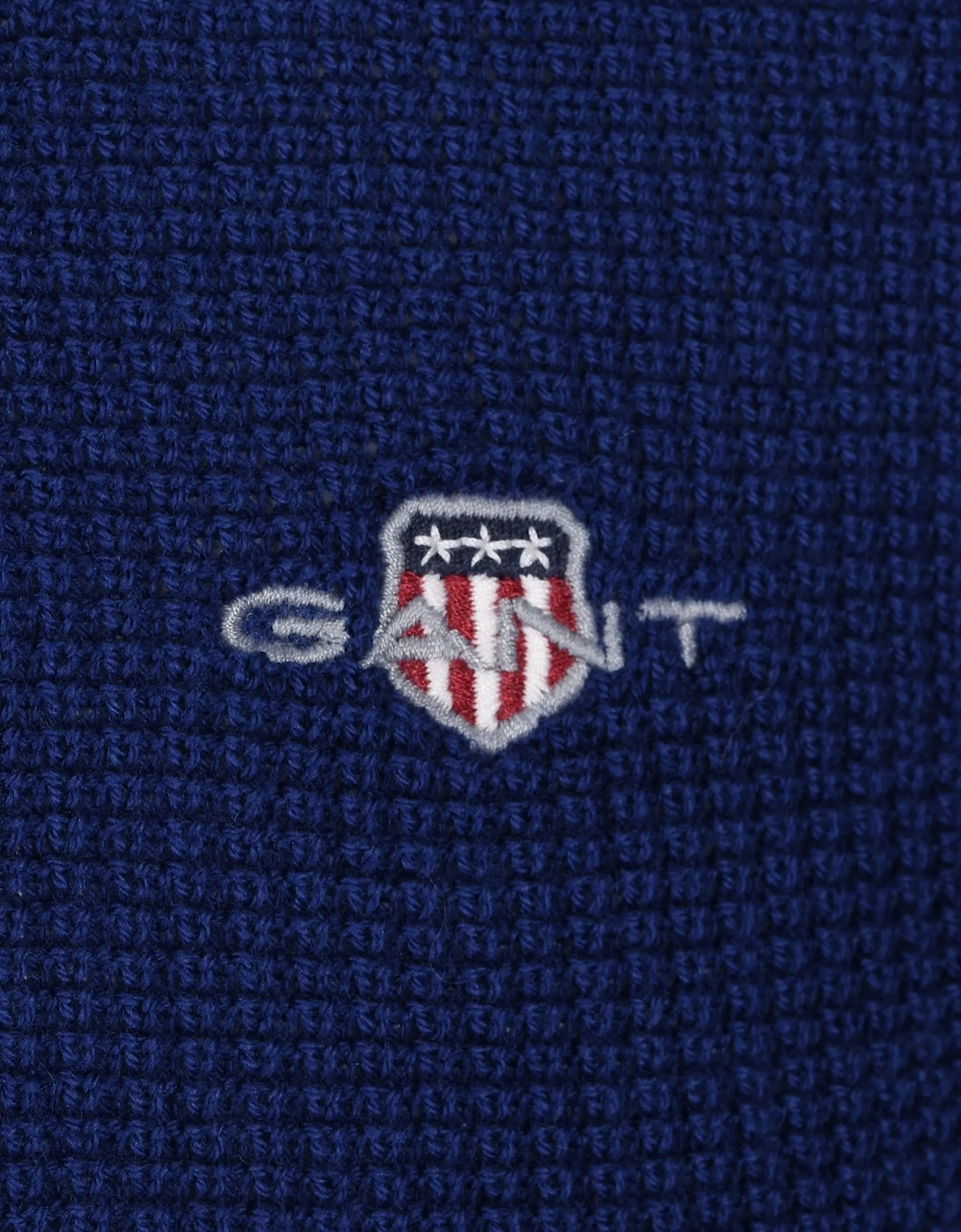 GANT MICRO TEXTURED HALF ZIP KNITWEAR RICH NAVY