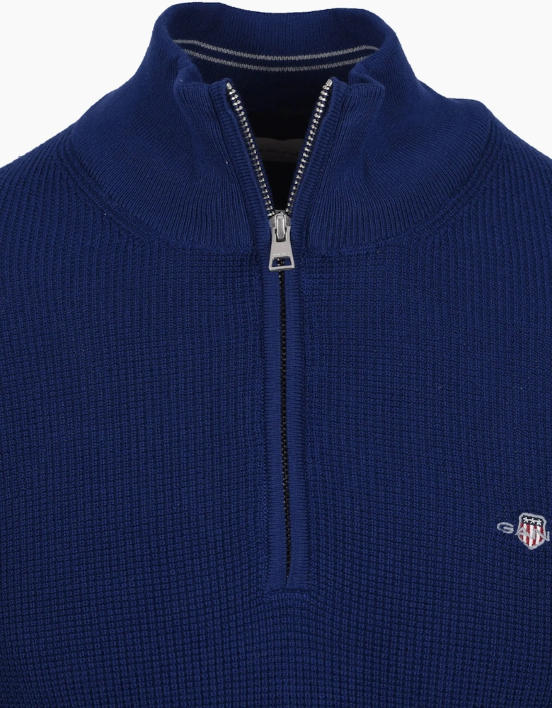 GANT MICRO TEXTURED HALF ZIP KNITWEAR RICH NAVY