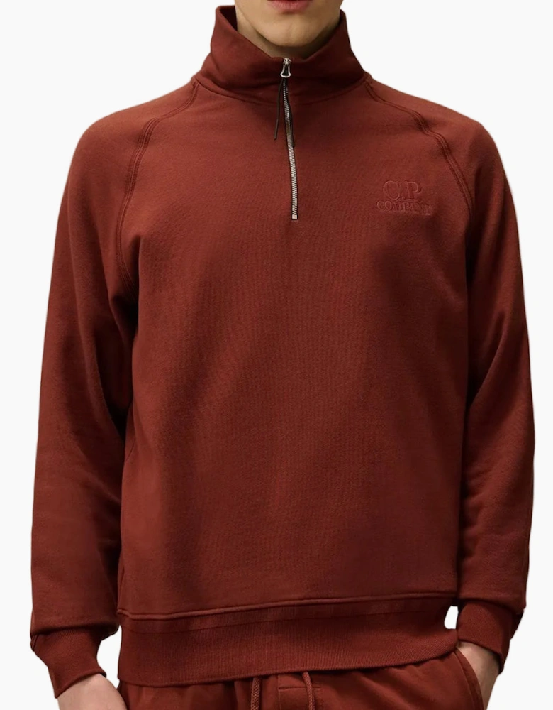 Diagonal Fleece Quarter Zip Logo Sweatshirt