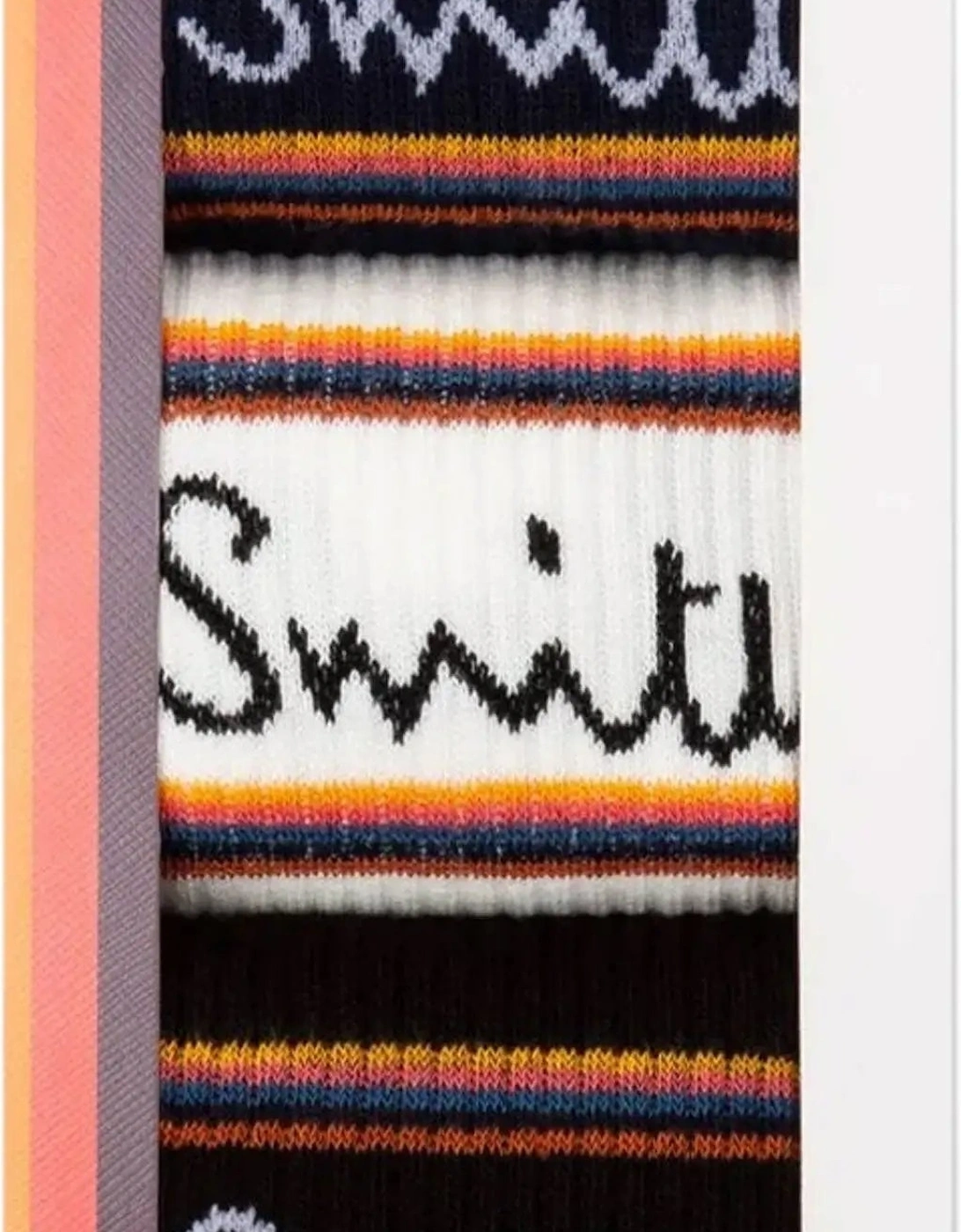 PAUL SMITH 3 PACK SPORT SOCKS WHITE/NAVY/BLACK