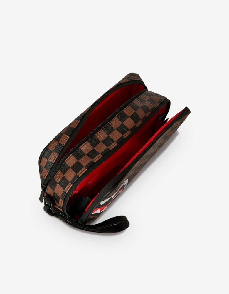Sprayground Kids Check 2 Emboss Toiletry Bag in Brown (26cm)