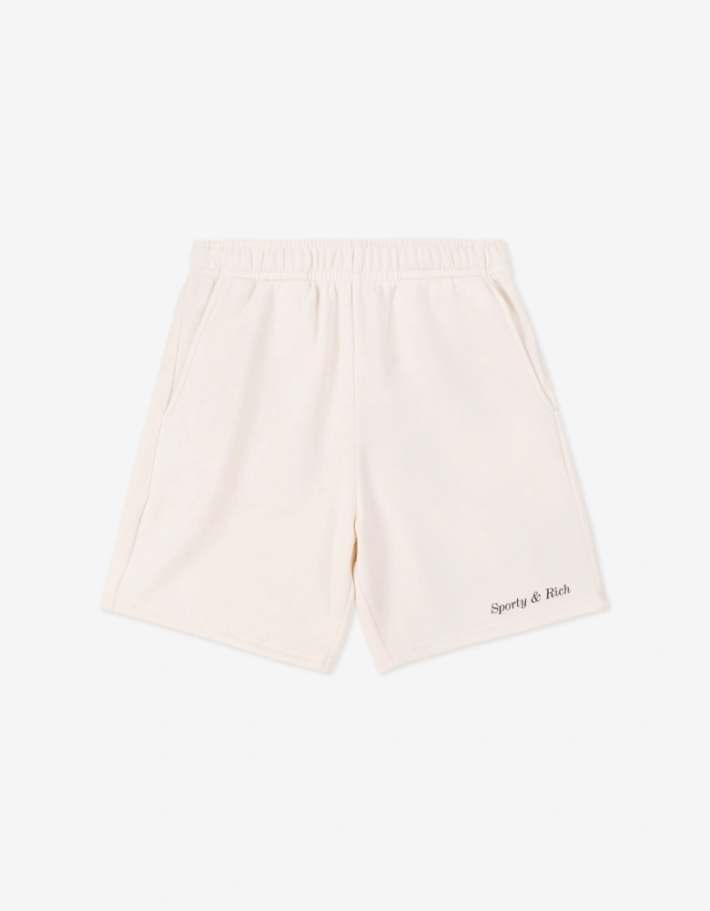 Sporty & Rich Kids Classic Logo Gym Shorts in Ivory