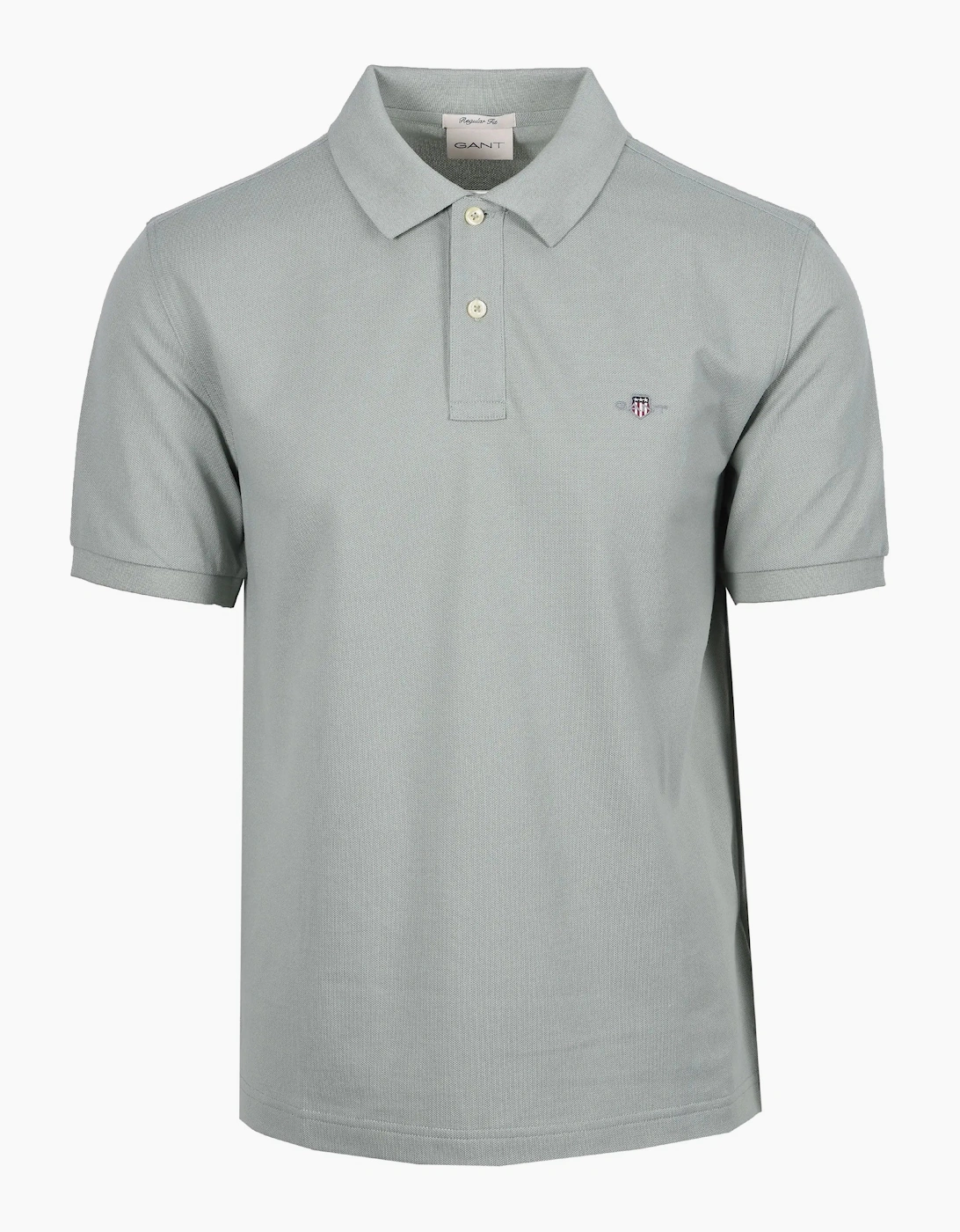 Gant Men's Grey Reg Shield Ss Pique Polo Shirt Ceramic  44 Size 2XL