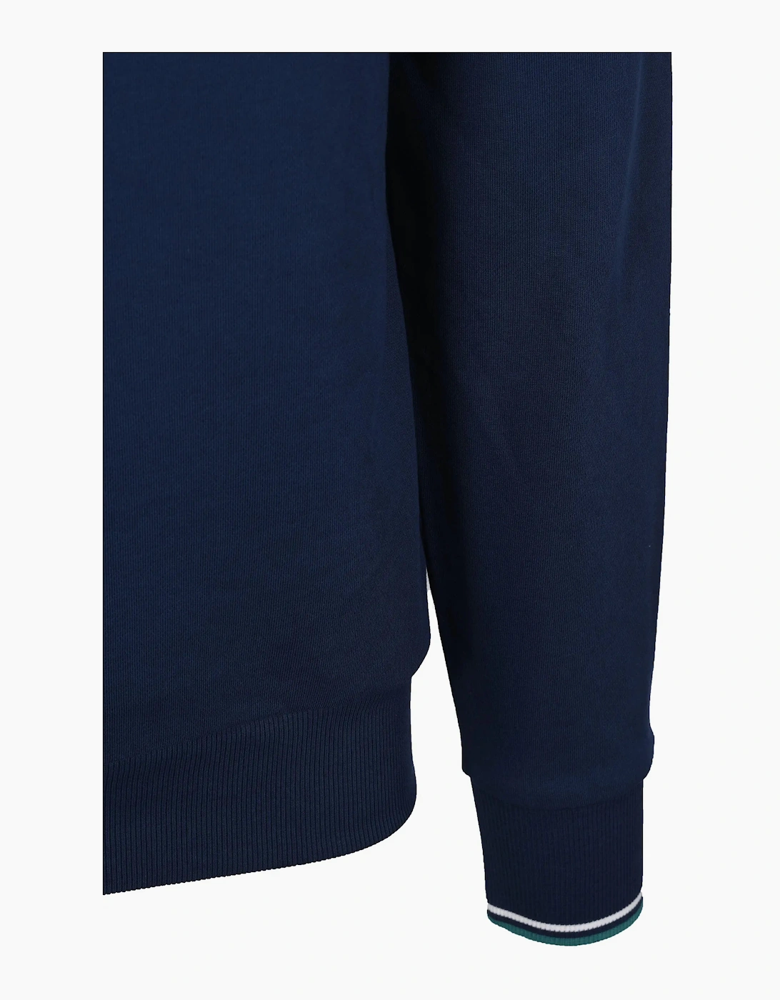 FRED PERRY HALF ZIP SWEATSHIRT TENNIS BLUE/SNOW WHITE/DEEP MINT