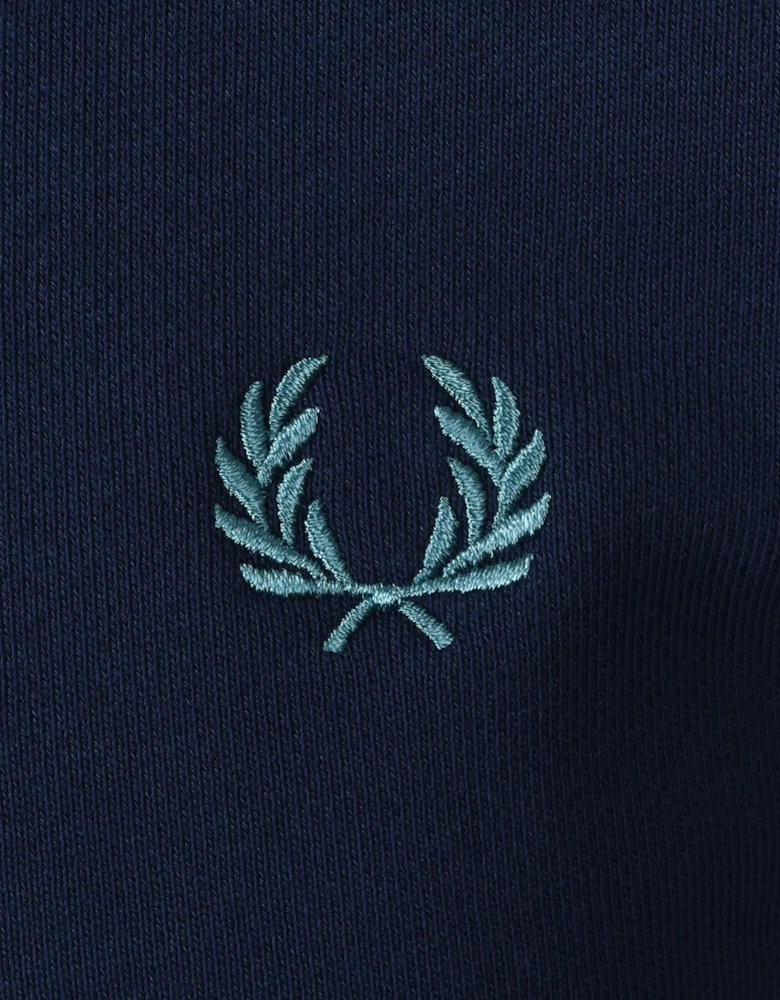 FRED PERRY HALF ZIP SWEATSHIRT TENNIS BLUE/SNOW WHITE/DEEP MINT
