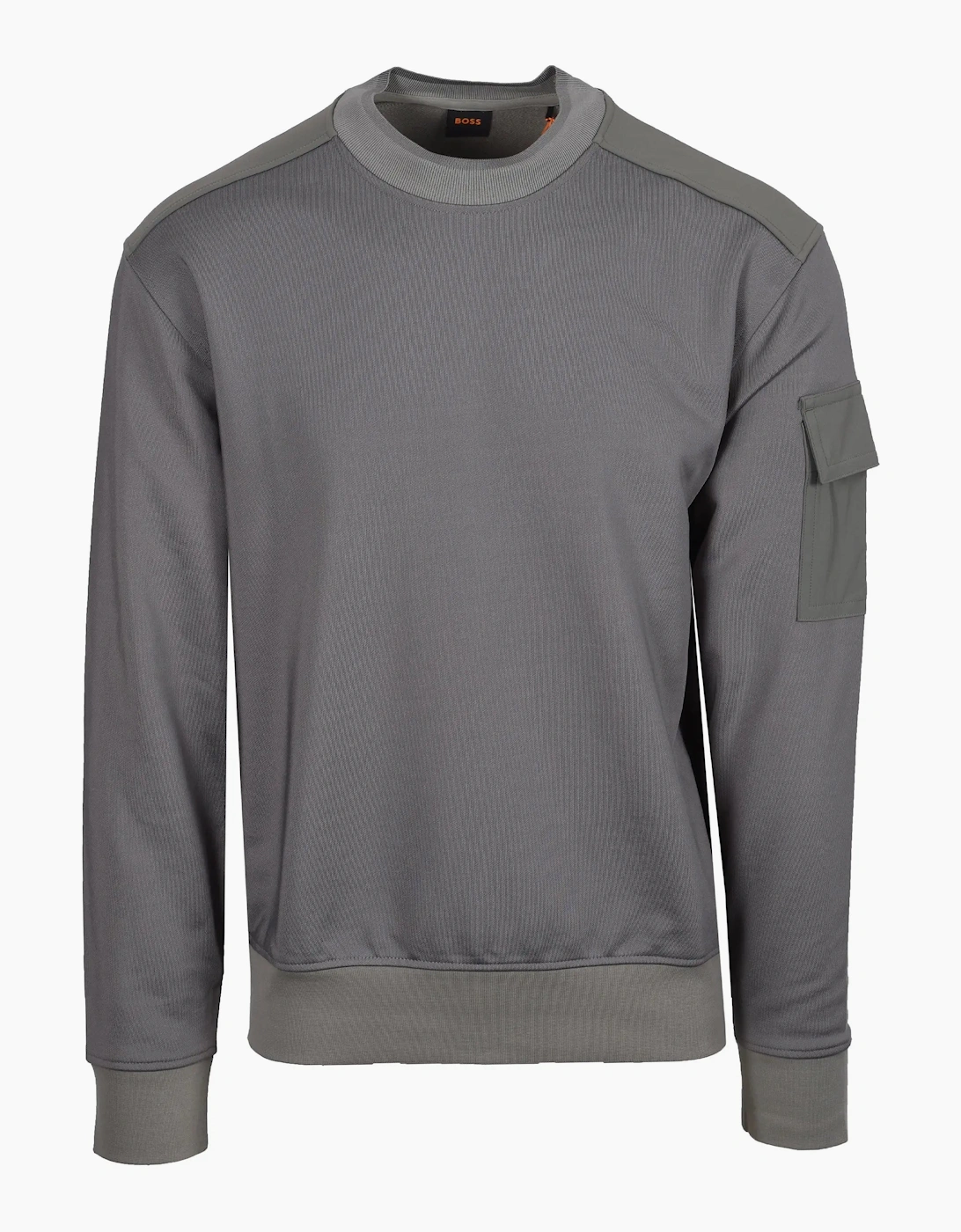 Hugo Boss Men's Grey Boss Orange Functional Sweatshirt Open - Size: 38
