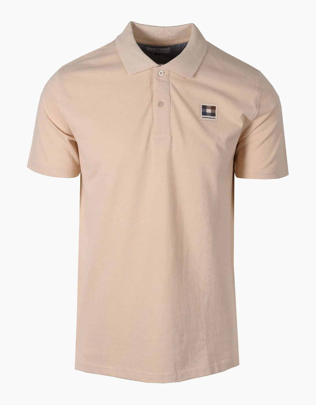 Aquascutum Check Patch Polo Shirt Beige