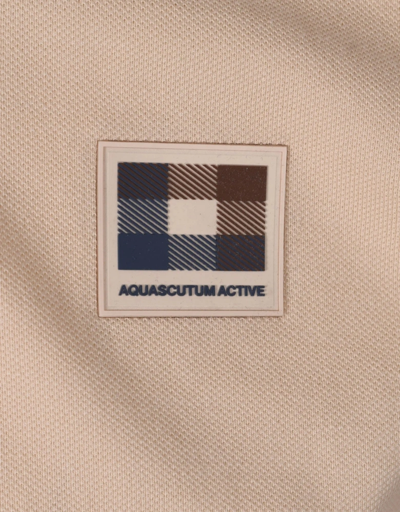 Aquascutum Check Patch Polo Shirt Beige