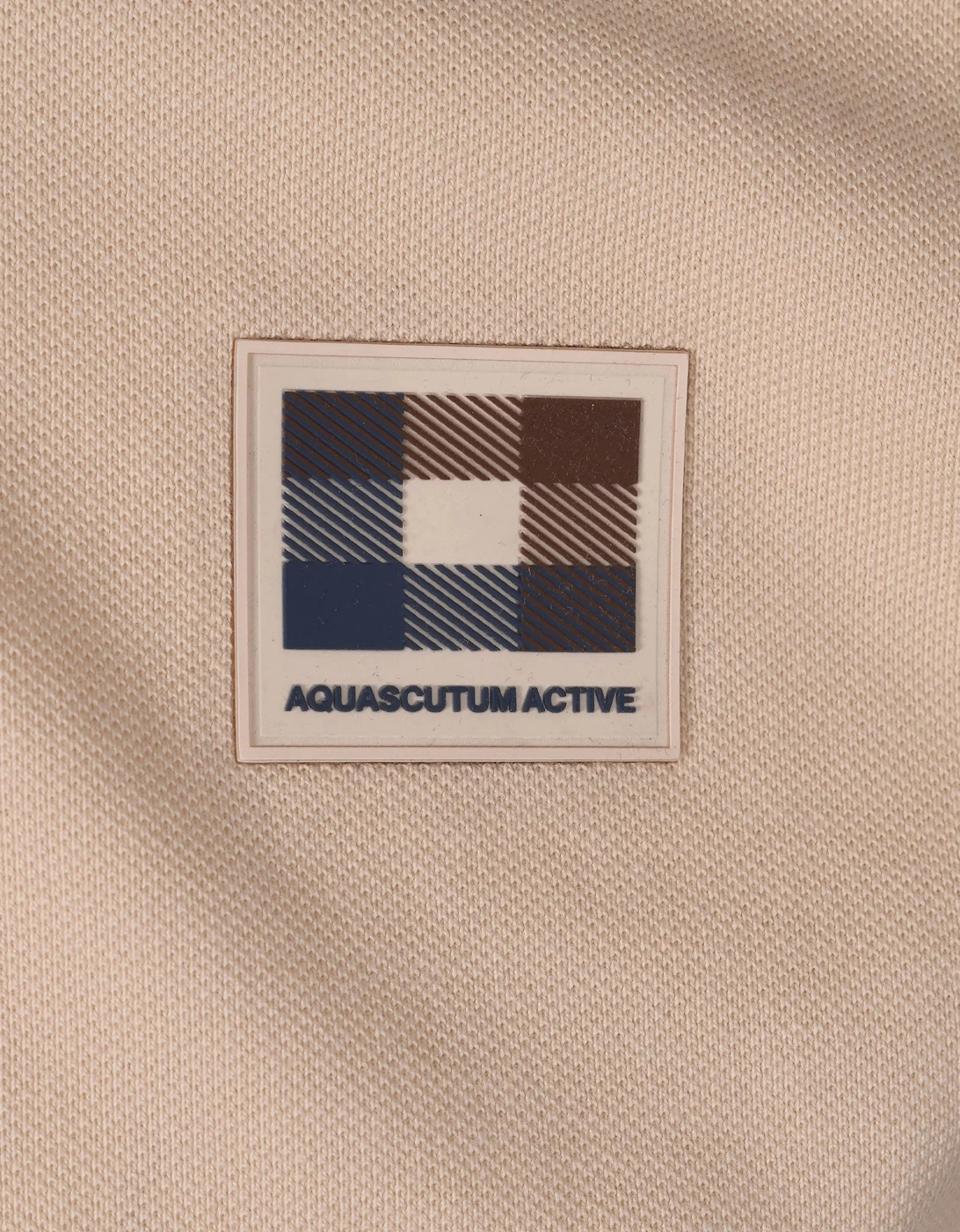 Aquascutum Check Patch Polo Shirt Beige