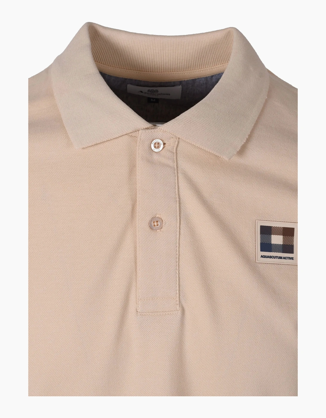 Aquascutum Check Patch Polo Shirt Beige
