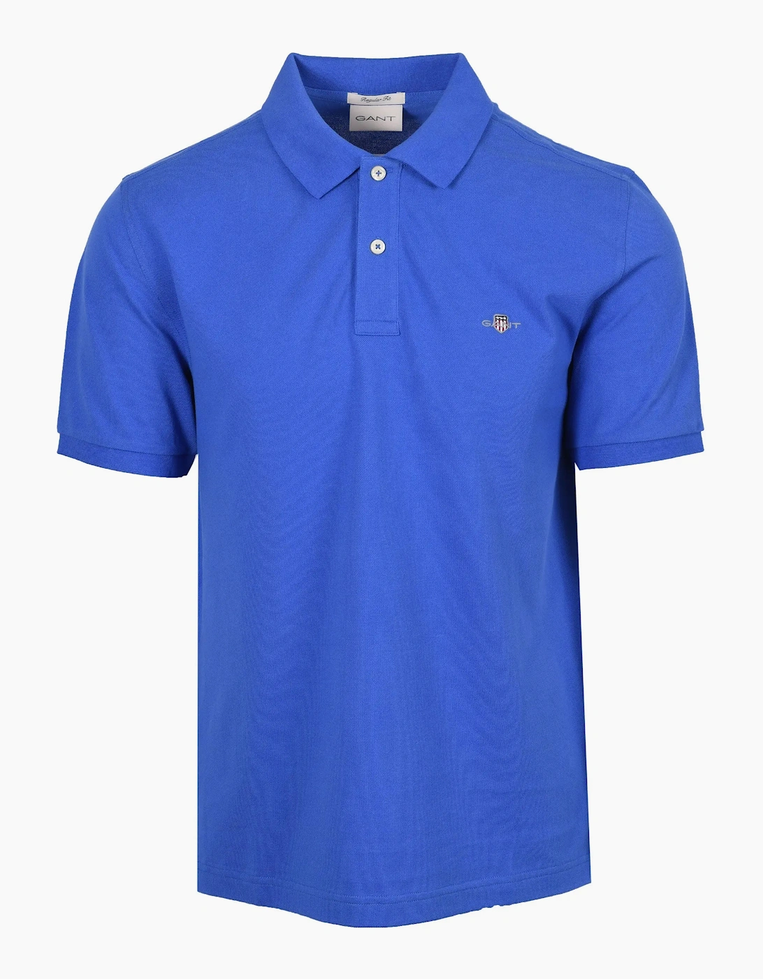 Gant Men's Blue Reg Shield Ss Pique Polo Shirt Royal  44 Size 2XL