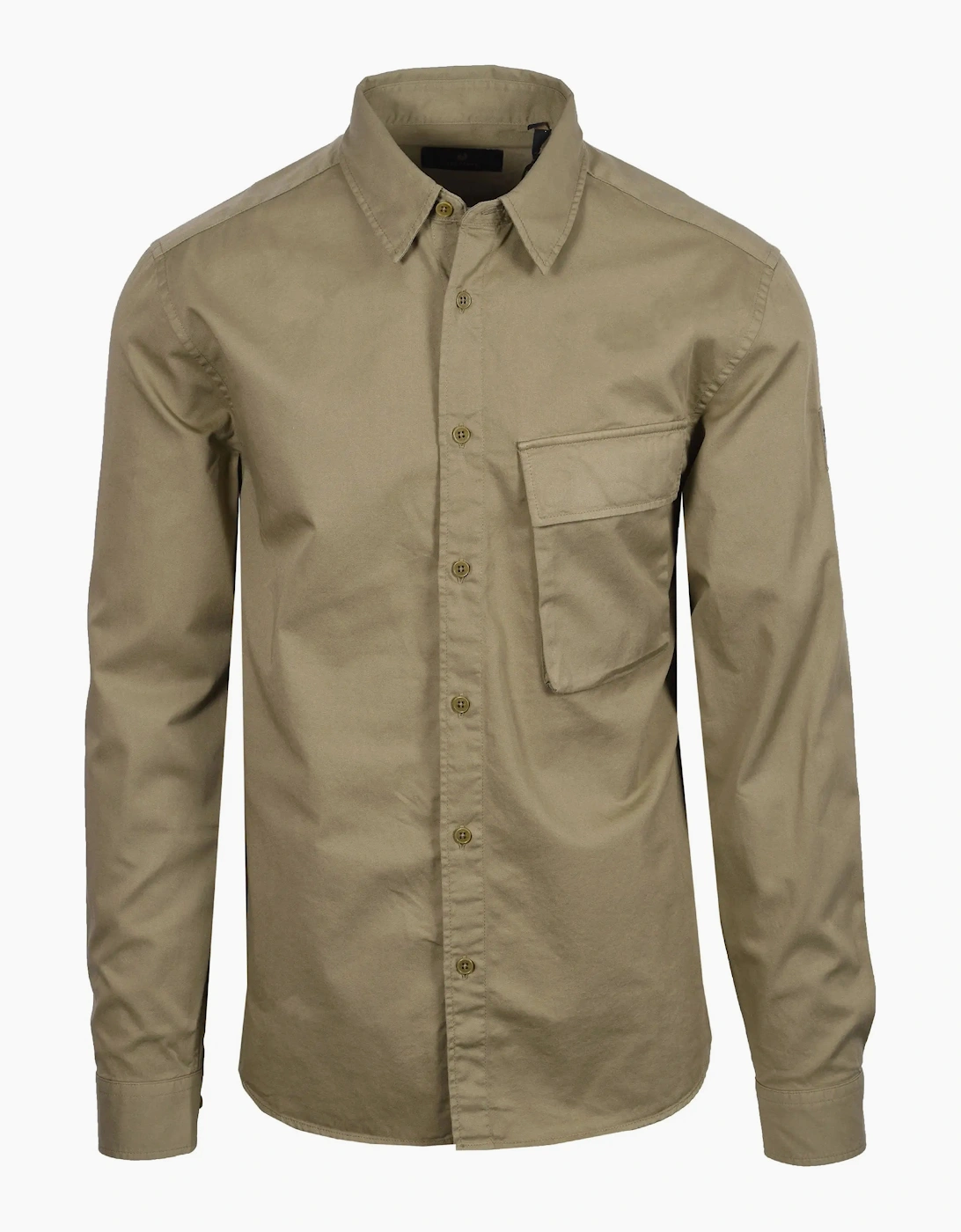 Belstaff Men's Tan Scale Long Sleeved Shirt Fatigue Green  44 Size 2XL