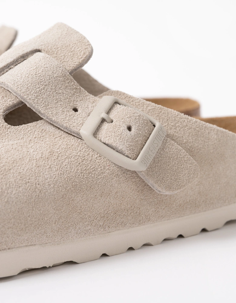 Birkenstock Boston Suede Leather Womens Clogs - Oyster