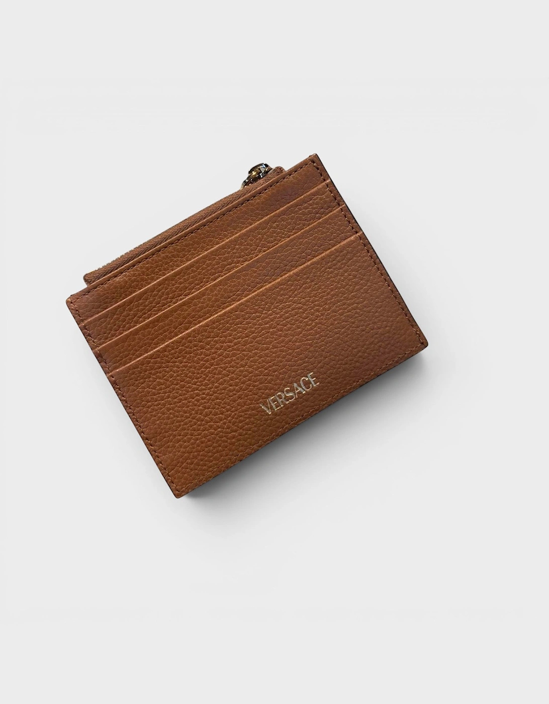 Virtus Logo Zip Cardholder Leather Brown