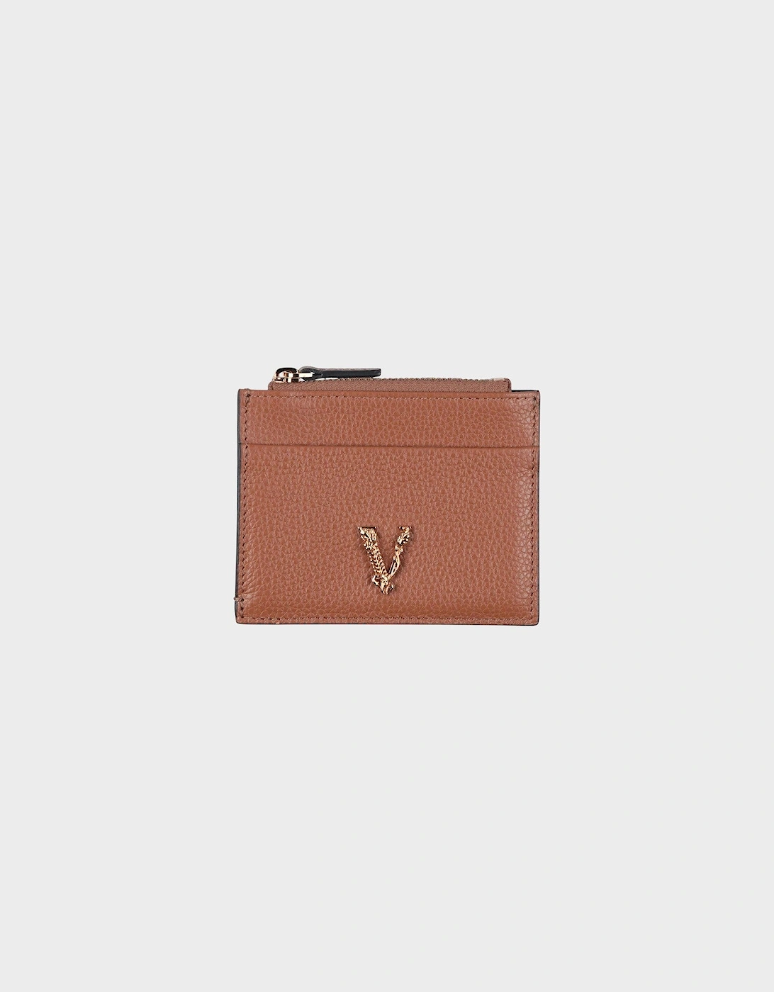 Virtus Logo Zip Cardholder Leather Brown