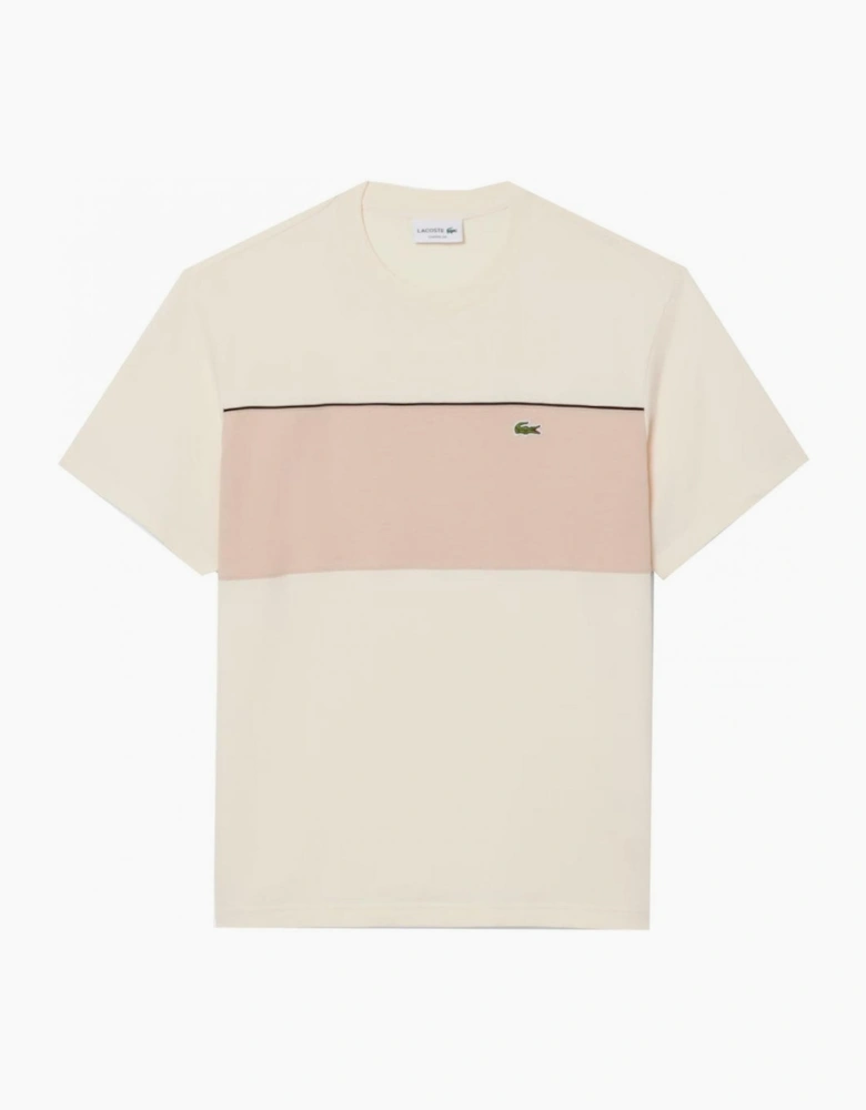 Lacoste Men's Beige Colour Block Cotton T-shirt