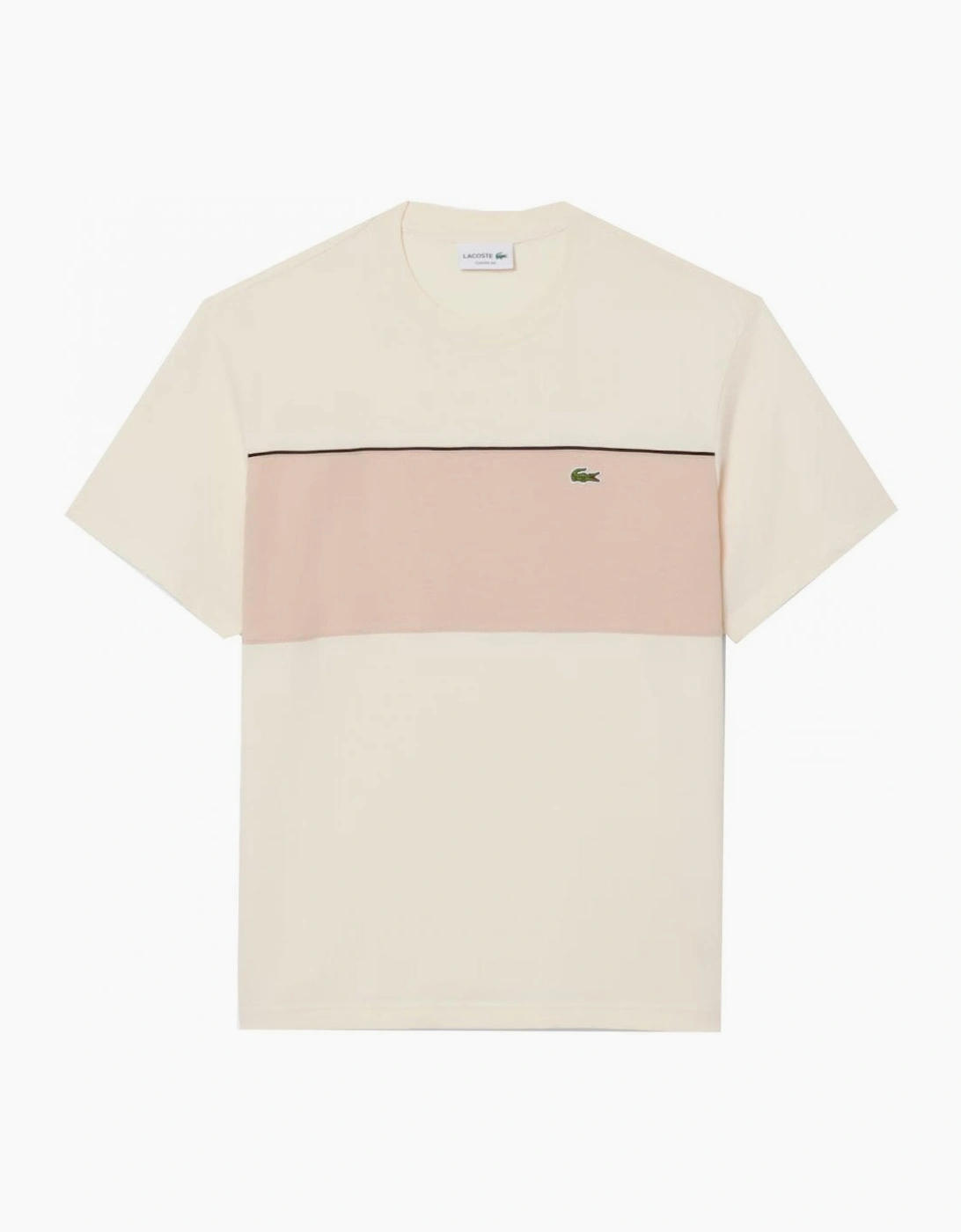 Lacoste Men's Beige Colour Block Cotton T-shirt