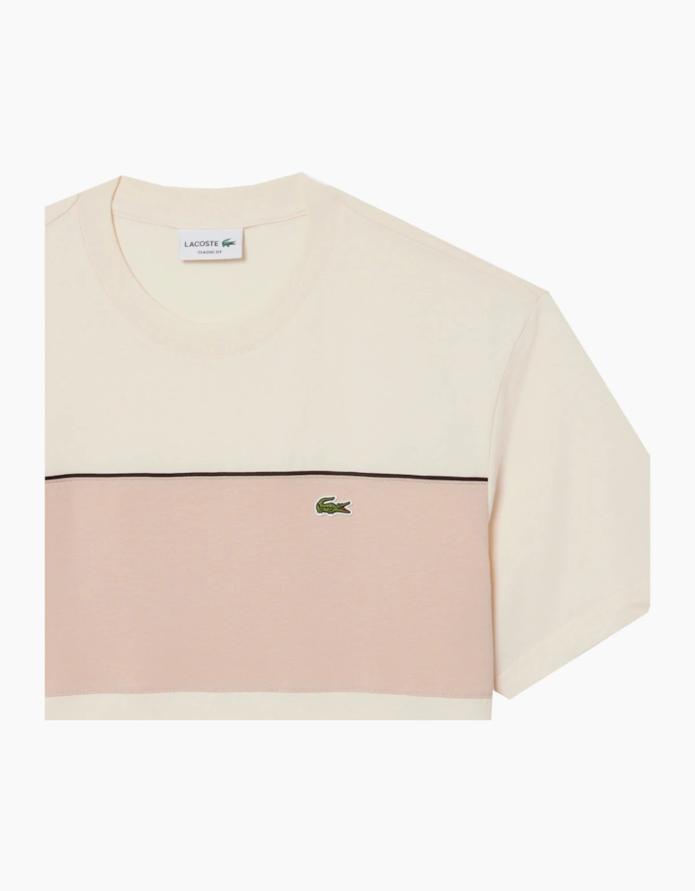 Lacoste Men's Beige Colour Block Cotton T-shirt