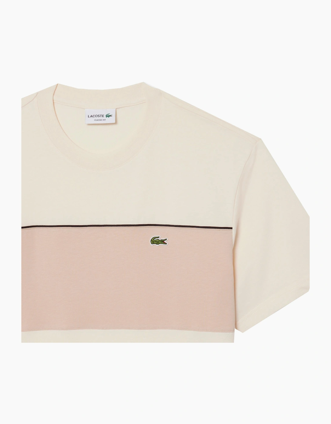 Lacoste Men's Beige Colour Block Cotton T-shirt