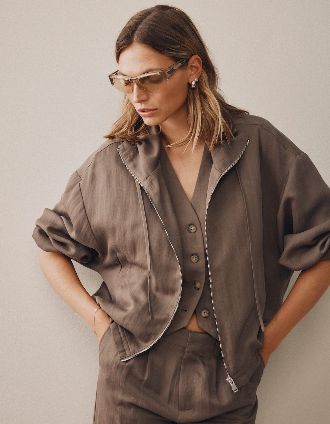 Soft twill jacket in truffle brown, 4 of 3