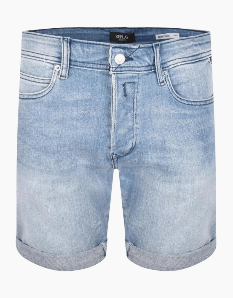 Light Wash Blue Stretch Denim Shorts