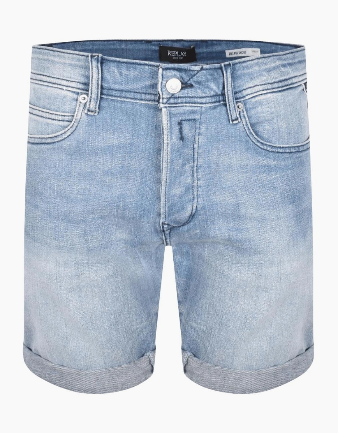 Light Wash Blue Stretch Denim Shorts, 4 of 3