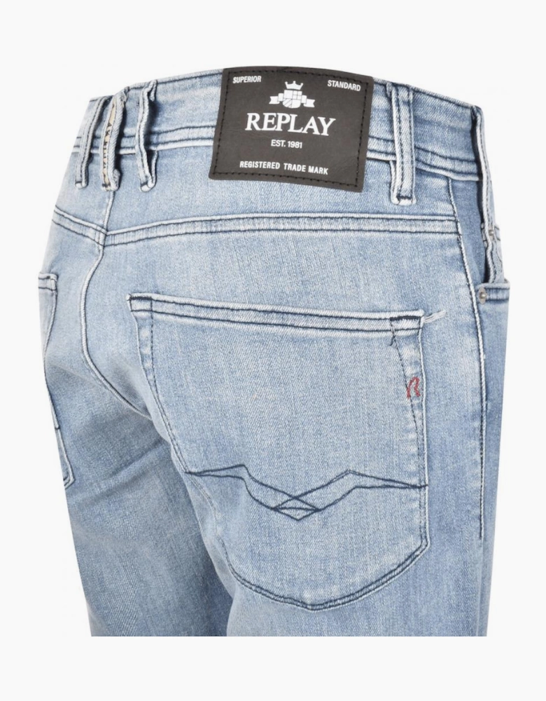 Light Wash Blue Stretch Denim Shorts