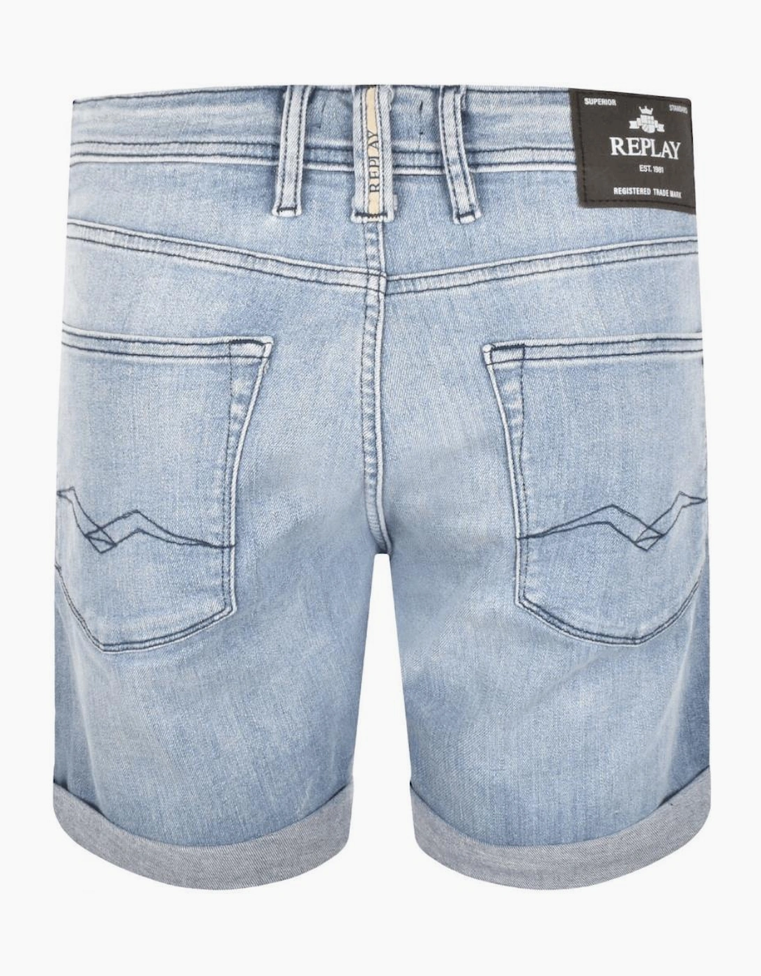 Light Wash Blue Stretch Denim Shorts