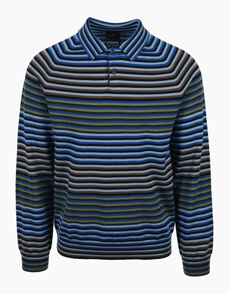 PAUL SMITH SWEATER LS POLO COBALT BLUE