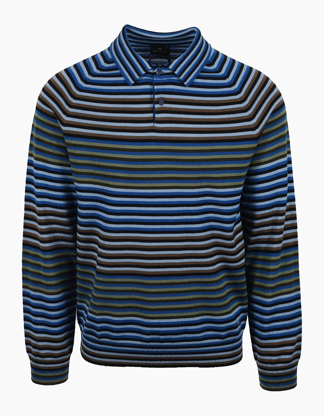 PAUL SMITH SWEATER LS POLO COBALT BLUE