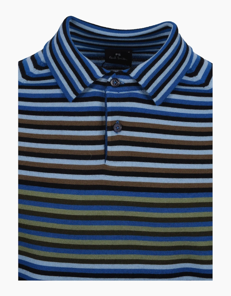 PAUL SMITH SWEATER LS POLO COBALT BLUE