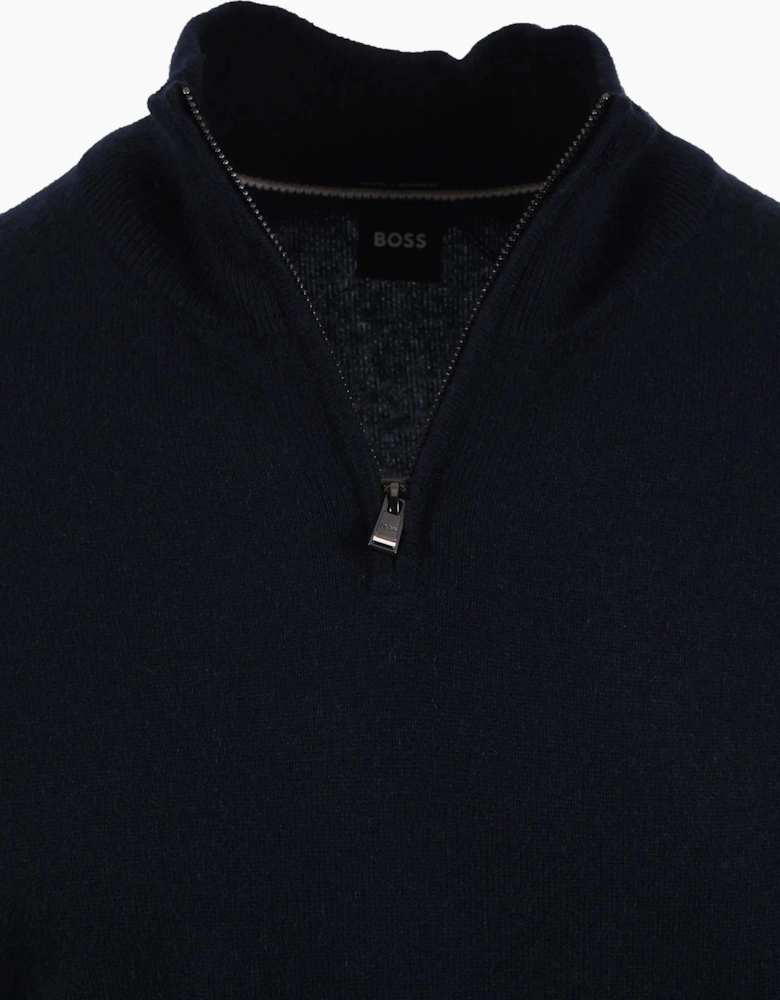 BOSS BLACK HEMARLO HALF ZIP KNITWEAR DARK BLUE