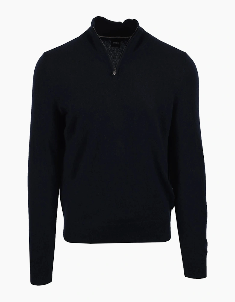 BOSS BLACK HEMARLO HALF ZIP KNITWEAR DARK BLUE