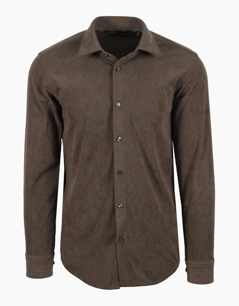 BOSS BLACK KENT CORDUROY SHIRT OPEN BROWN