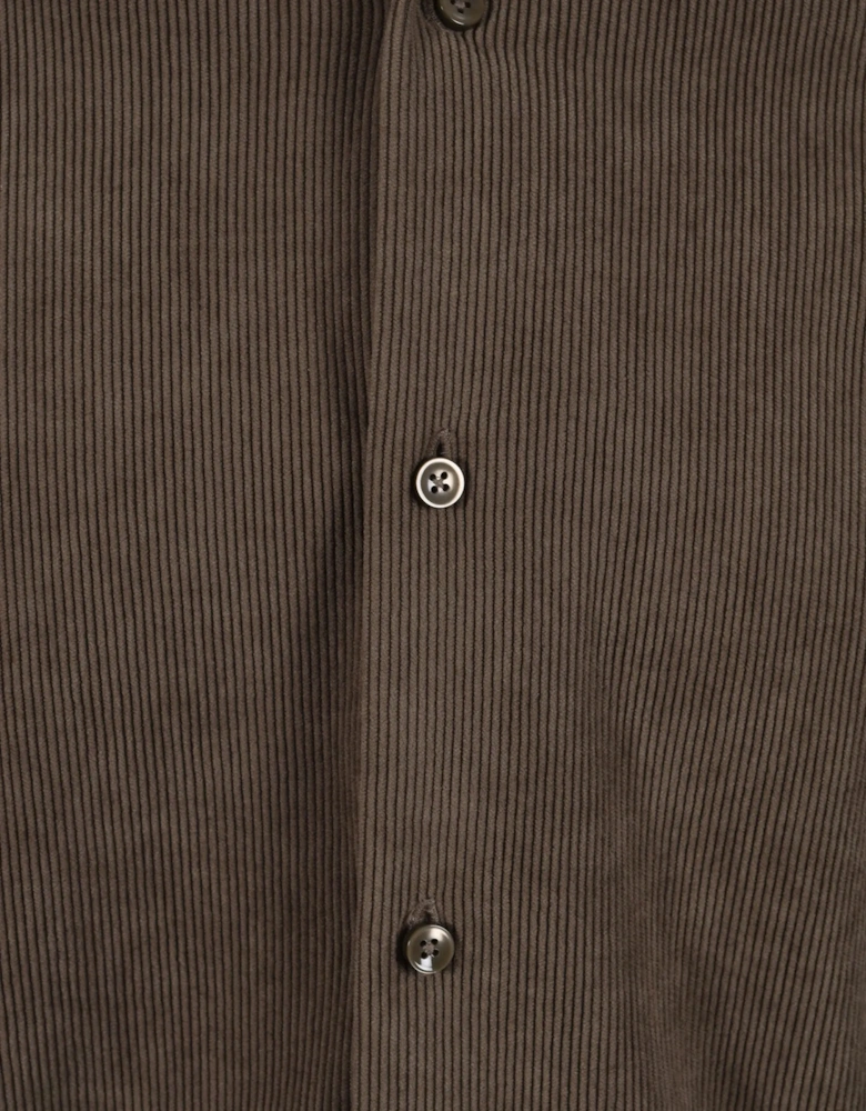 BOSS BLACK KENT CORDUROY SHIRT OPEN BROWN