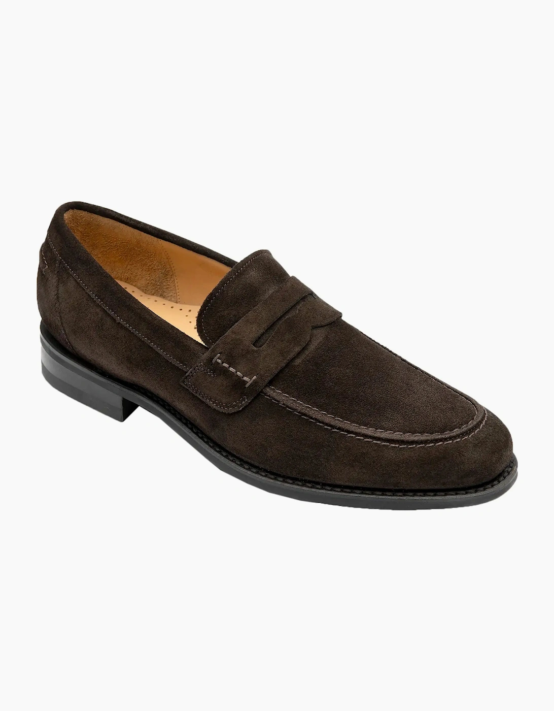 LOAKE 356 APRON SADDLE LOAFER DARK BROWN SUEDE
