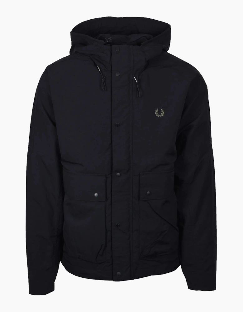 FRED PERRY CROPPED RIPSTOP PARKA BLACK