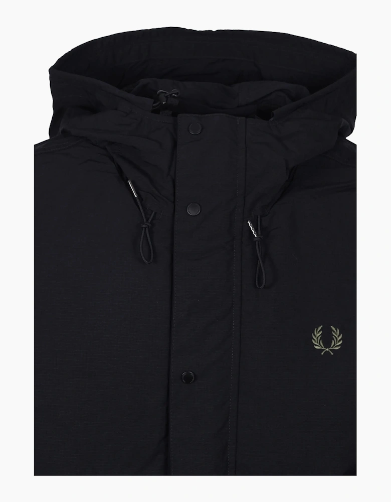 FRED PERRY CROPPED RIPSTOP PARKA BLACK
