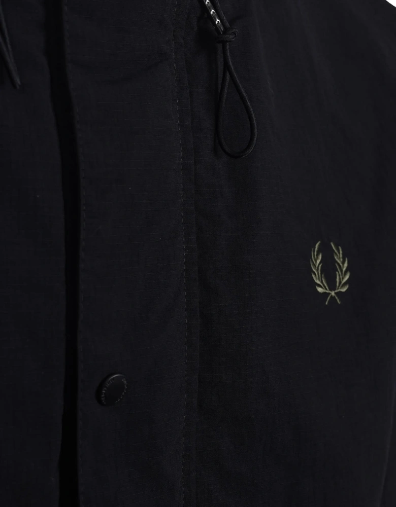 FRED PERRY CROPPED RIPSTOP PARKA BLACK