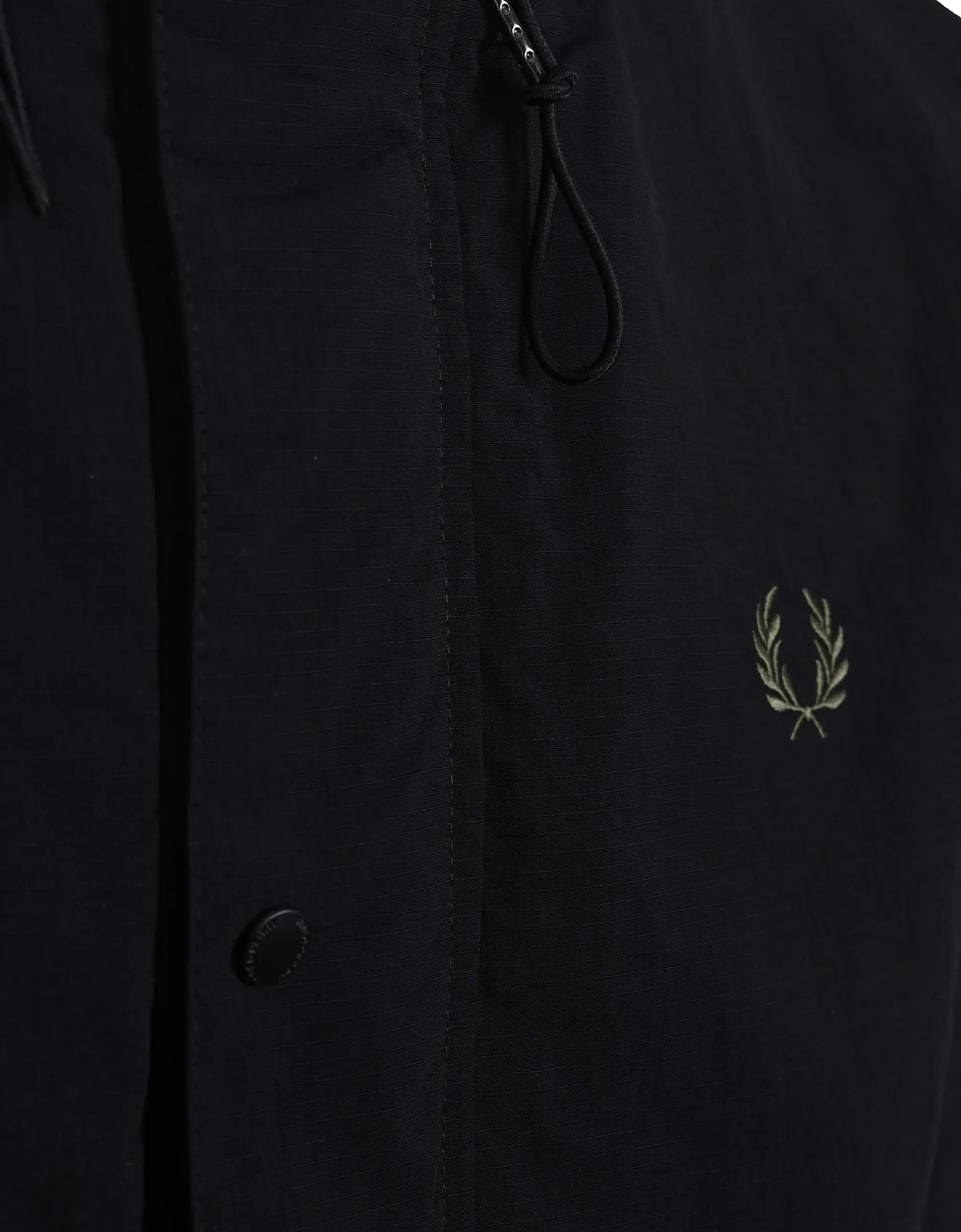 FRED PERRY CROPPED RIPSTOP PARKA BLACK