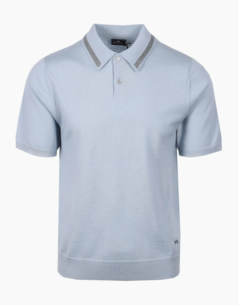 PAUL SMITH MERINO SWEATER SS POLO BLUE